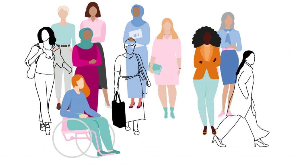 Illustratie verschillende vrouwen in kader van baarmoederhalskanker