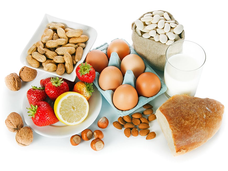 eieren, noten, granen, zuivel en fruit